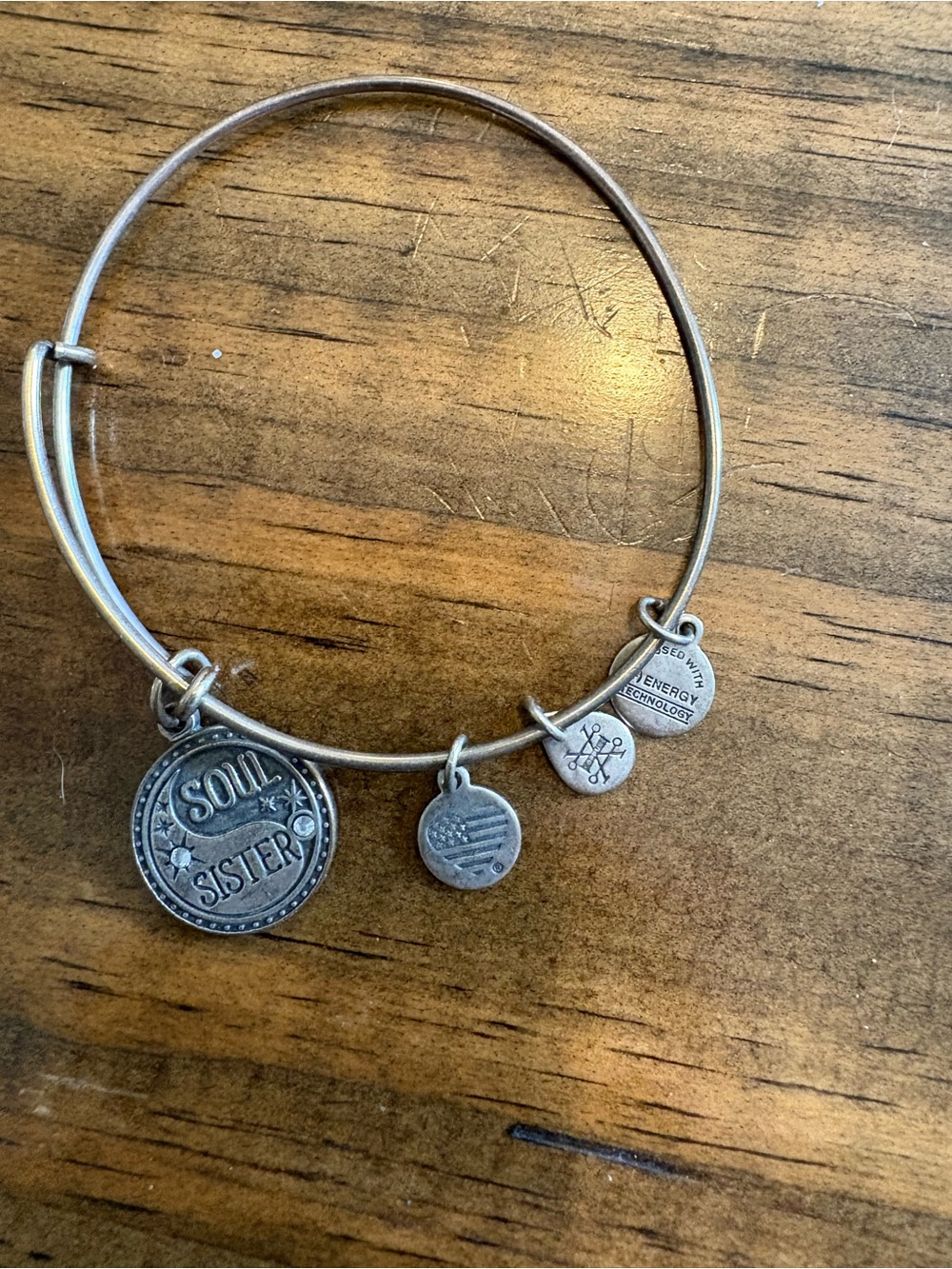Alex and Ani Soul Sister Charm Bangle Bracelet Silver Tone 2018 Expandable